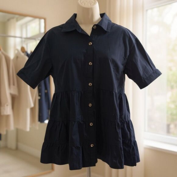 Anthropologie Porridge Super cute Navy Blue Mini Dress. Size small. NWT - Picture 1 of 7